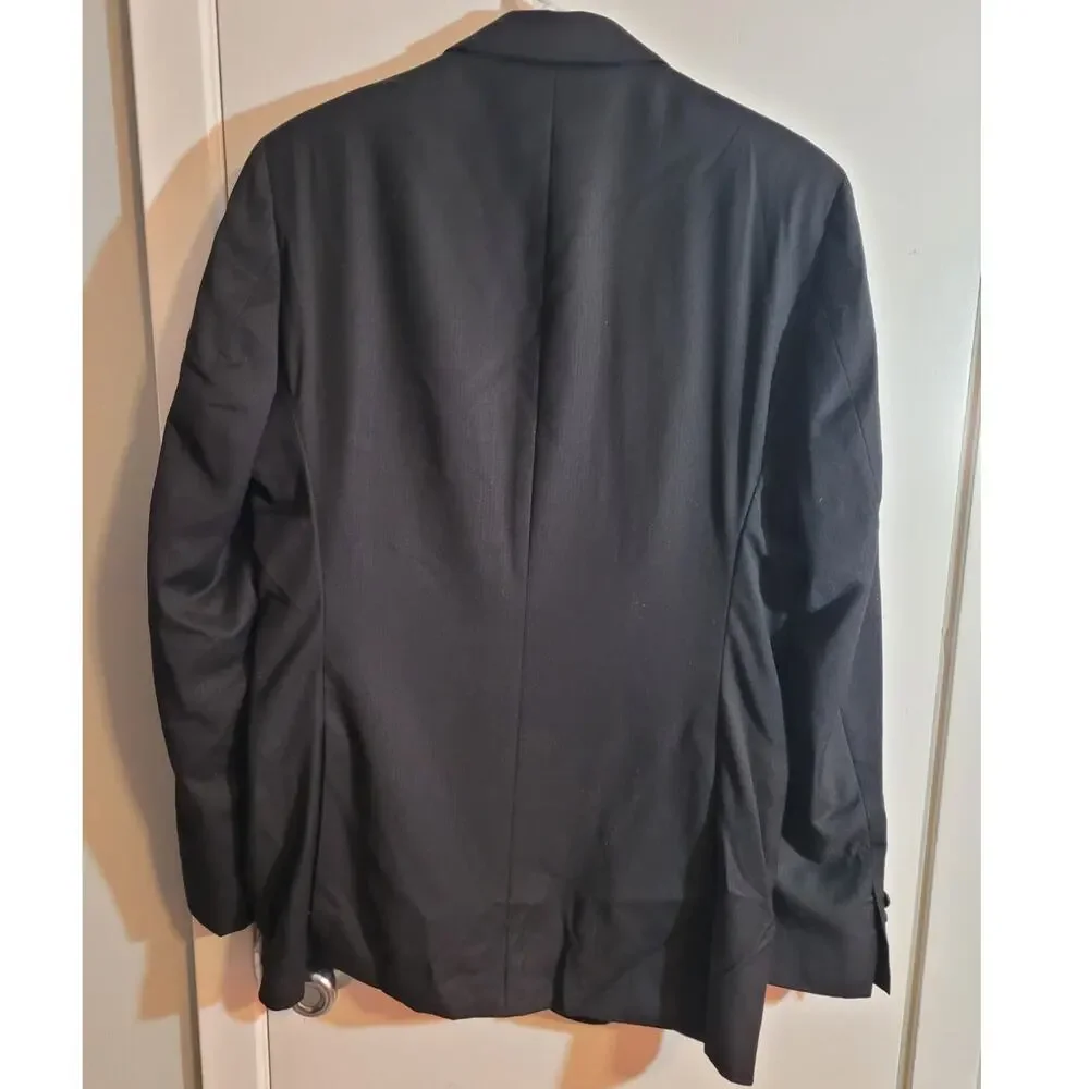 Marc Anthony Black Wool Suit Jacket 40L Long Extra Slim Fit Wedding Interview